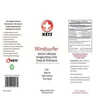 Keys Windsurfer Lime Soap & Shampoo 8oz - Premium Eco-Friendly Personal Care for Surfers - Shop Now - Buy Online on GoSupps.com