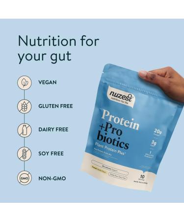 Nuzest Protein + Probiotics - French Vanilla Superfood Powder - 300g Plant Protein Blend for Gut Health - 10 Servings - Buy Online on GoSupps.com