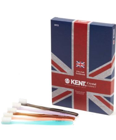Kent  Crystal Small Soft Firm Action Soft Toothbrush  Deep Cleaning Sensitive Teeth & Gums for Adults & Teens (Compact Size) - (Set of 5)