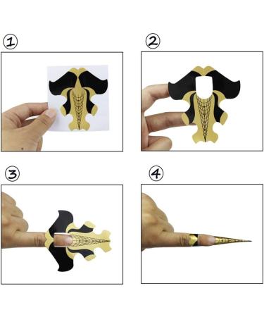 FingerAngel 100PCS Adhesive Stiletto Nail Forms System for UV Gel Acrylic Golden Color Nail Tips Extension Forms - Buy Online on GoSupps.com