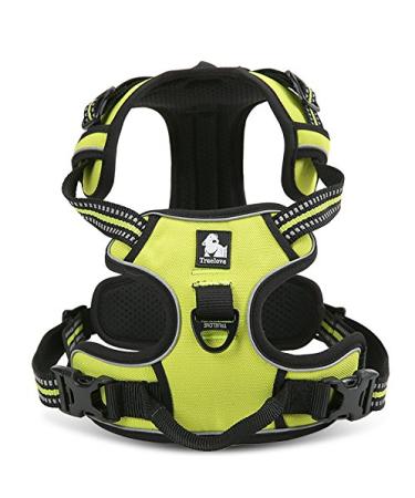 Winhyepet truelove dog harness no-pull reflective adjustable pet dishes with 2 linen clips simple control handle for small medium-sized and large dogs TLH5651 L neon yellow