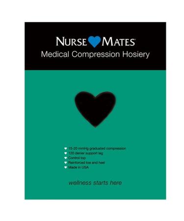 Nurse Mates Medical Compression Tights 15-20 mmHg Support Tights 1 Pair Black C