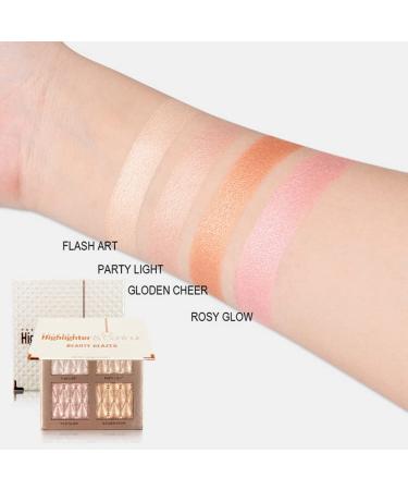4-Color Highlighter Makeup Palette | Shimmer Bronze Contour & Illumination Eyeshadow Set - Perfect for All Skin Tones - Buy Online on GoSupps.com