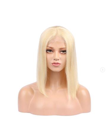 Mila 10 "/25cm short bob real hair wig blond 613# smooth brazilian virgin hair 100% human hair full lace wig 130% density 10"-full lace wig 613#