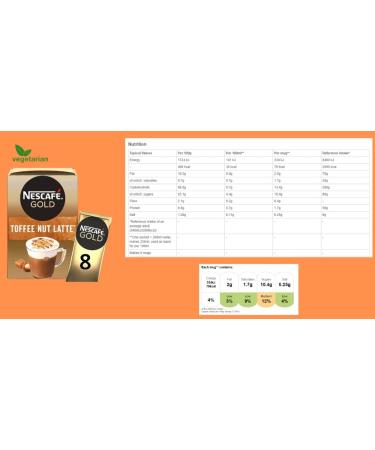 Nescafe Gold Toffee Nut Latte Instant Coffee Contains 48 Toffee Sachets Bundled With 48 x Temas Store Coffee Stirrers & 1 x Reusable Coffee Cup| Coffee Gift Set | Coffee Sachets Individually Wrapped - Buy Online on GoSupps.com