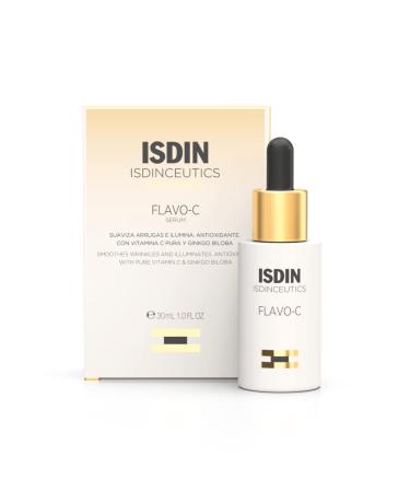 ISDIN Flavo-C Vitamin C and Antioxidant Anti-Aging Benefits Serum Increases Skin Brightness Elasticity and Texture 1 Fl. Oz