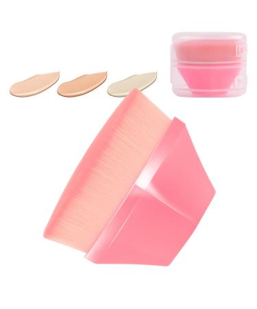 Auauy Foundation Brush Flat Foundation Brush Super Hot Seamless Magic Klein Liquid Makeup Brush make-up Foundation brush portable groove design blush brushes with storage box (rose) 5*4.2*1.7cm Rose-S