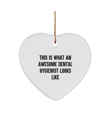 Funny Dental Hygienist Gifts Heart Ornament Quote 'Awesome from Friends to Dental Hygienists