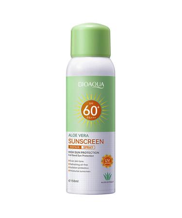 BIOAQUA Aloe Vera Sunscreen Spray SPF60+ PA+++ UVA/UVB Repair Refreshing Moisturizing Waterproof Sweat Resistant 150ml / 5.07fl.oz