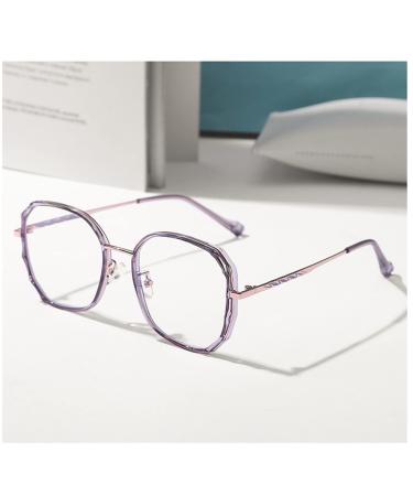 Fashionable Reading Glasses with Large Frame for Men Women Portable Reader Anti Blue Light (Color : Purple Size : 1.0+) 1.0+ Purple
