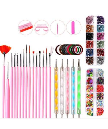 Beifenl Acrylic Set Gel Nail Polish Painting Brushes Dotting Pen Kit Manicure Clean Brush Tool