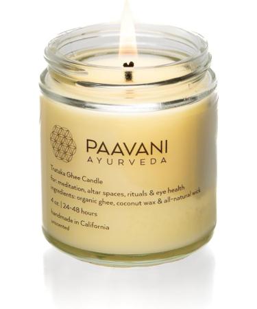 TRATAKA GHEE Candle - Organic Unscented Handmade 4 oz - Ayurveda Meditation - Chakra Balance - International Shipping - Buy Online on GoSupps.com