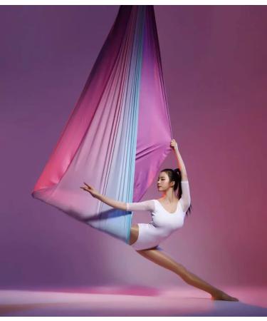 Prior Fitness 5M Aerial Yoga Hammock Set | Premium Nylon Silk Fabric | Yoga Strap & Carabiner | Bodybuilding Workout | Indoor Outdoor Rainbow - Buy Online on GoSupps.com