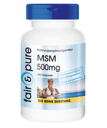 Fair & Pure - MSM 500mg capsules - methylsulfonylmethane - vegan - 180 MSM capsules - without magnesium stearate