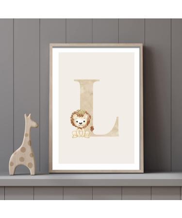 Meinbaby123 Letter Poster A4 for Kids | Baby Room Decor | Unique Gift Ideas for Birth | Initial L (Sweet Lion) - Buy Online on GoSupps.com
