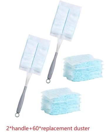 tibiu 60Pcs Duster Refills Electrostatic Duster Disposable Dusting Tools for Cleaning with 2 Handles for Home Ceiling Furniture Multi- Dusting - Buy Online on GoSupps.com