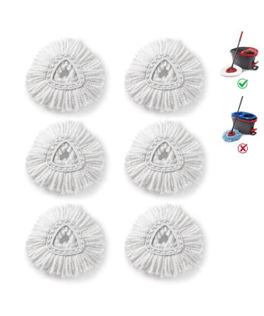 6 Pack Mop Replacement Head Refill for Spin Mop Power Refill Easy Cleaning Microfiber
