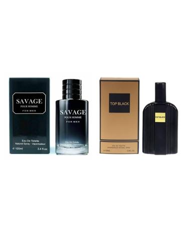 Savage Pour Home & Top Black Cologne for Men Eau De Toilette Natural Spray (Inspired by Sauvage & Black Orchid) 3.4oz Fl Oz/100ml each (Pack of 2) - Buy Online on GoSupps.com