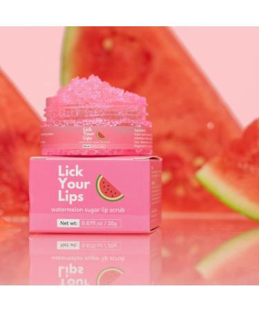 Watermelon Sugar Lip Scrub - Exfoliates, Moisturizes & Lightens Dark Lips | Organic Lip Scrub with Brush for Dry, Chapped Lips - Buy Online on GoSupps.com