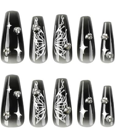 AJTUTUS Butterfly False s Tips Detachable Press On s Full Cover False s French Tip False s Manicures Supplies - Buy Online on GoSupps.com