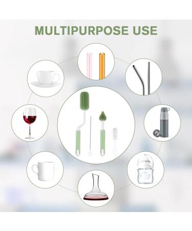 Vicloon Baby Bottle Brush Set - 3PCS Silicone Cleaner for Water Bottles, Glass Cups & Thermoses - Green | Teat Cleaning Brush with Hanging Hole - Buy Online on GoSupps.com