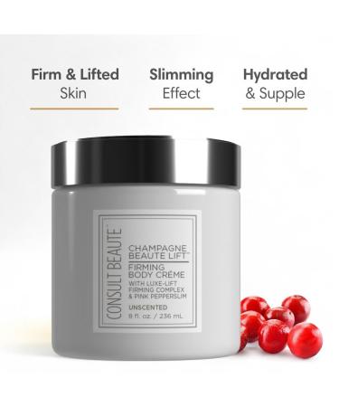 Consult Beaute Unscented Champagne Lift Hydrating Firming Body Cream with Pink Pepperslim Moisturizer Tightens Crepey Skin Tones & Hydrates Dry Skin on Arms & Legs - 8 oz. - Buy Online on GoSupps.com