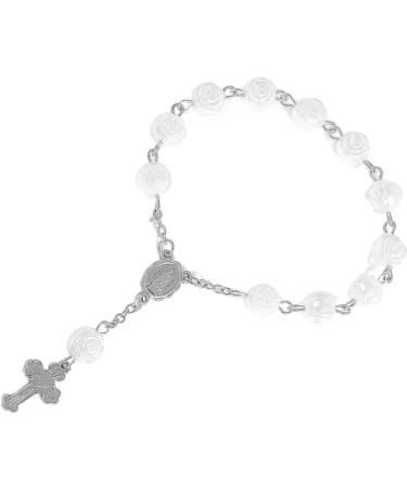Oralgo Handmade Adjustable Rosary Bracelet | Silver Pearl Wrist Jewelry | Comfort Fit Religious Prayer Strap - Buy Online on GoSupps.com
