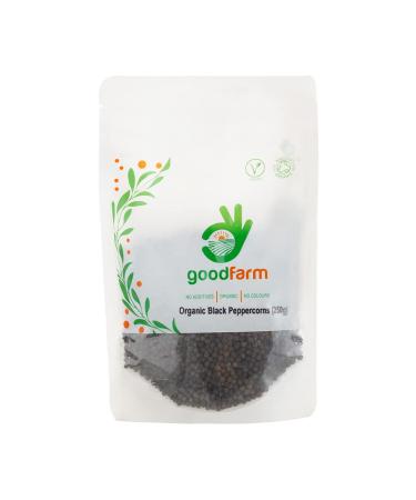 GoodFarm Organic Black Peppercorns 250g - Premium Quality Certified Organic | Malabar Variety | Superior Aroma & Taste GFPEPC000250W0 Black Peppercorns 250 gr