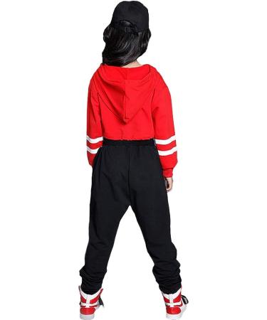 Girls Hip Hop Dance Outfit Set | Cropped Hoodie and Sweatpants | Red | Size 12-14 - Buy Online on GoSupps.com