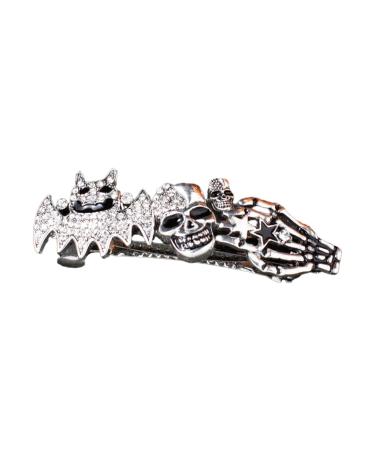 xbiez Punk Hair Clip for Hot Girls Rhinestone Bat Skull Shape Hair Barrettes Duckbill Bangs Hair Barrettes for Teens Girls Silver