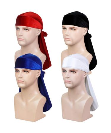 Premium Velvet Men Durags - 4 Pack Soft Headwraps for 360 Waves | Extra Long & Wide Carrier - Buy Online on GoSupps.com