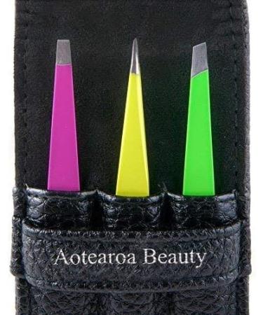 Professional Stainless Steel Tweezers Set - Pointed, Slant, and Straight Precision Tools for Eyebrows, Ingrown Hair, Nose Hair, and Splinters - Includes Case - 3 Pack (Multi) - Buy Online on GoSupps.com