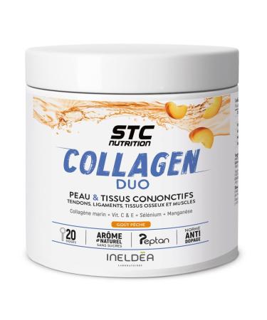 STC NUTRITION - Collagen Duo - Promotes Skin, Bone and Joint Health - Type I Marine Collagen + Vitamins C & E + Selenium + Manganese - Natural Peach Flavor - 20 doses