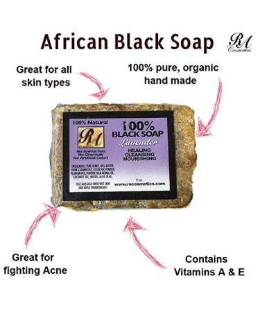 Buy RA Cosmetics 100% Natural Black Soap with Lavender 5oz - Best Organic Skincare for All Skin Types Ships Internationally - Buy Online on GoSupps.com
