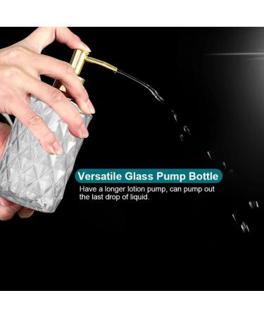HOHAOO Versatile Glass Soap 14 Oz Dripless Pump Bottle Refillable Liquid Hand Jar Dispenser for Bathroom Countertop Kitchen Laundry Room(2 Pack Clear-Diamond Streak Diamond Streak Clear - Buy Online on GoSupps.com
