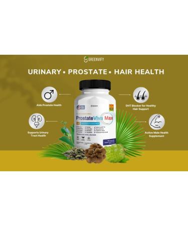 GREENVIFY ProstateViva Max Supplements for Men Capsules Health Supplements - Maximum Strength All Natural to Support Normal & Healthy Function (120 Capsules) - Buy Online on GoSupps.com