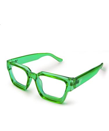 River Basil Green Blue Light Blocking Glasses for Women Men - Rectangle Chic Preppy Look, MultiColor Frame - Buy Online on GoSupps.com