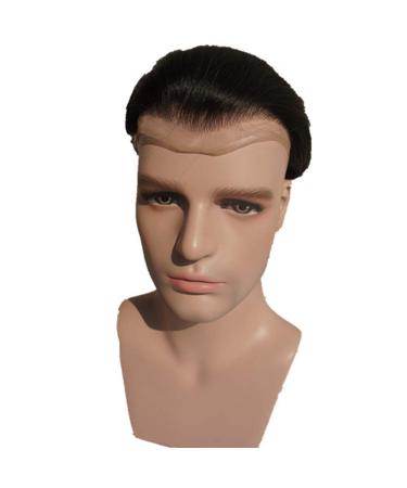 NLW Toupet Real Hair Wig for Men - 0.04mm Thin Skin PU & Lace - 110% Density #1 Deep Black - Ideal for Natural Look & Comfort - Buy Online on GoSupps.com