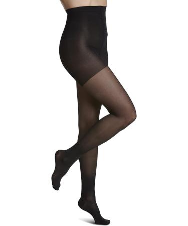 SIGVARIS Women's Sheer Fashion Pantyhose - 15-20mmHg Weight Compression - Sheer Spandex Non-Slip Hosiery for Comfortable Everyday Wear - Black - B (Medium) B Black