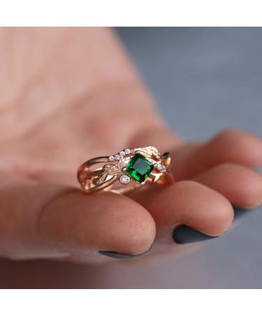 Infinity Art Deco Halo Emerald CZ Rose Gold Promise Ring - Size 6 - Buy Online on GoSupps.com