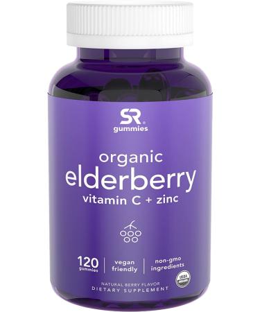 Sports Research Elderberry Gummies Concentrate with Vitamin C  Zinc & Probiotics for Immune Support & Gut Health | USDA Organic  Vegan Certified & Non-GMO Verified (120 Gummies) 120 Count (Pack of 1)