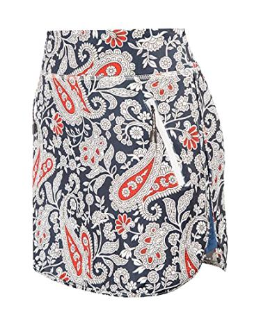 JACK SMITH Women's Athletic Skorts Lightweight Active Skirts with Zip Pockets Running Golf Shorts Paisley Navy Small