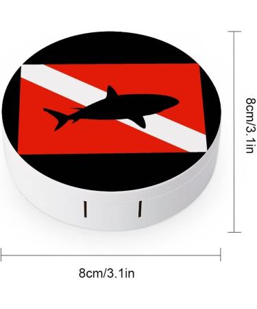 Scuba Diving Shark Round Case For Contact Lens Kit Storage Box with Mirror Printed - Buy Online on GoSupps.com