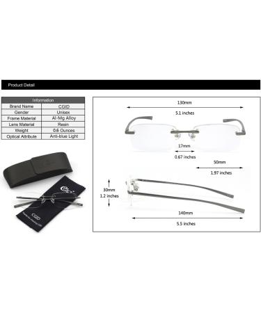 CGID Frameless Reading Glasses | Aluminum-Magnesium Alloy | Diopters +2.5 | Stylish Reading Aid with Case - Buy Online on GoSupps.com