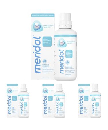 Meridol mouthwash 400ml - antibacterial effect for healthy teeth & gums without alcohol (pack of 4) 400 ml (4 Pack) 1 x 400ml of mouthwash (bottle in the box)