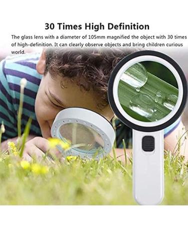 Magnifying 30X Magnifying Glass with Light Handheld Lighted Magnifier with Large Double Glass Lens Led Magnifiers for Seniors Reading (Magnification : About 30X Size : 80mm) Good Times - Buy Online on GoSupps.com