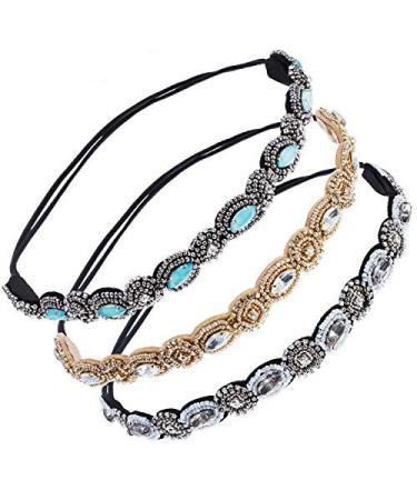 iLoveCos Vintage Handmade Hairband Rhinestone Crystal Pearls Elastic Headband Fashionable for Women Ladies - Buy Online on GoSupps.com