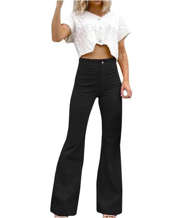 Vintage Y2K High Waist Corduroy Flared Pants for Women - Black | Streetwear Wide Leg Trousers with Pockets - Buy Online on GoSupps.com