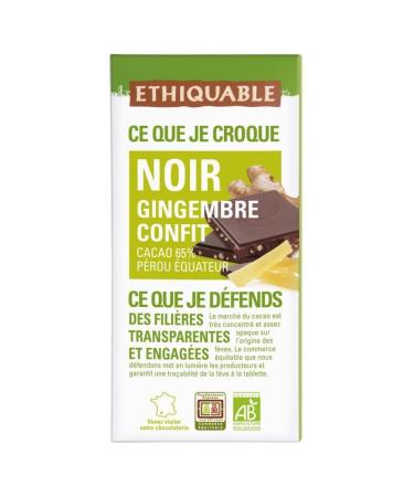 ETHIQUABLE - Organic Dark Chocolate Ginger 100G - Pack of 4