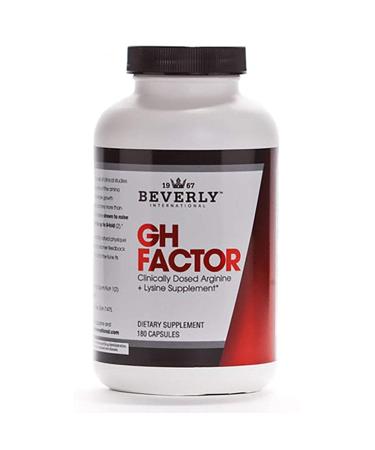Beverly International GH Factor 180 Capsules. Raise Levels by Up to 8-Fold. Clinically Dosed Arginine + Lysine Supplement. P.M. Growth Promoter for Men & Women. Revitalize Your Physique.